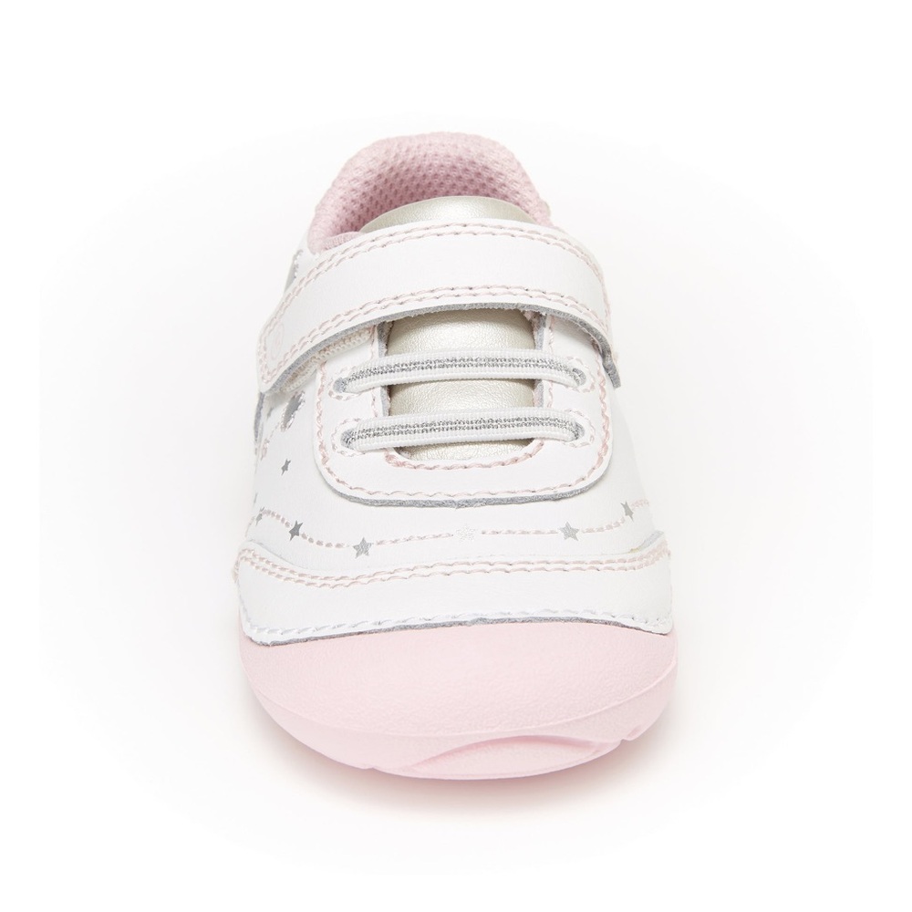 Size 3 Wide Baby Stride Rite Pink and White Baby Walkers